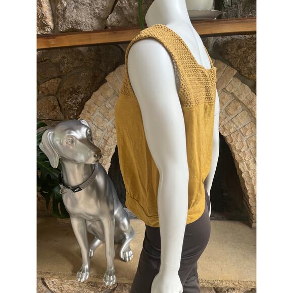 Prana Gold Yellow Knit Cotton Blend Tank Top Women’s Size Medium - Picture 3 of 8